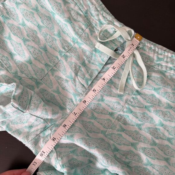 Vineyard Vines Linen Shorts 3'' Womens Sz 2 Green Fish Print Summer Beach - Picture 12 of 13